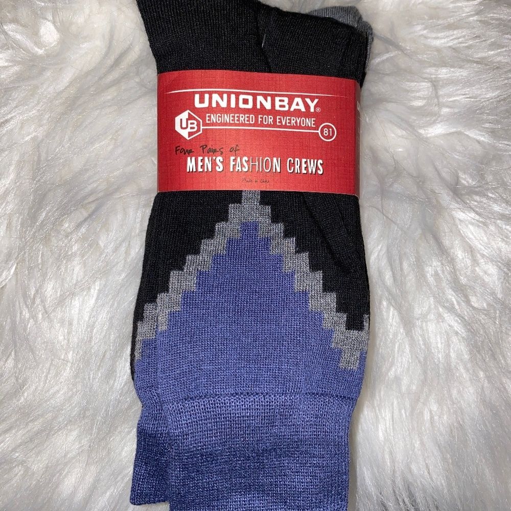 Men’s Union Bay Fashion blue, black, and grey socks